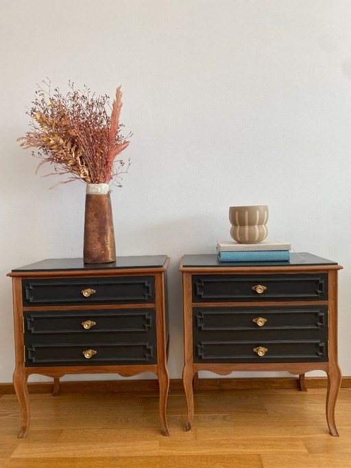 Pair of Restored Wooden Nightstands