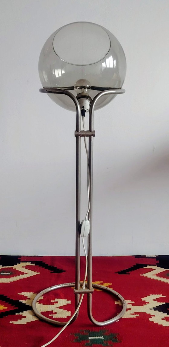 Image 1 of Modernist bauhaus glass ball floor lamp. Designer: Házi Tibor