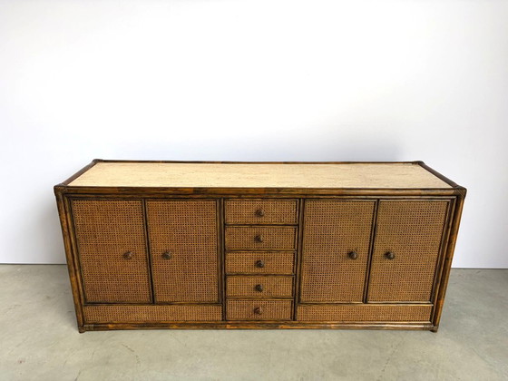 Vintage Rattan And Travertine Sideboard, 1960s – Dressoirs, Wood (photo 4 of 12)