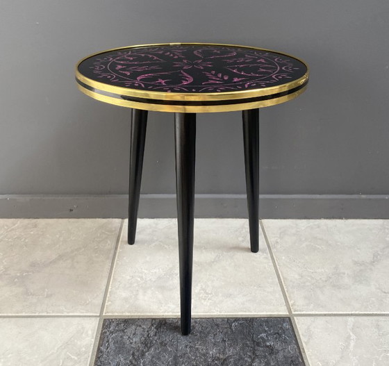 Kleine ronde glazen plantentafel uit de jaren 60 – Glass, Metal (photo 4 of 12)