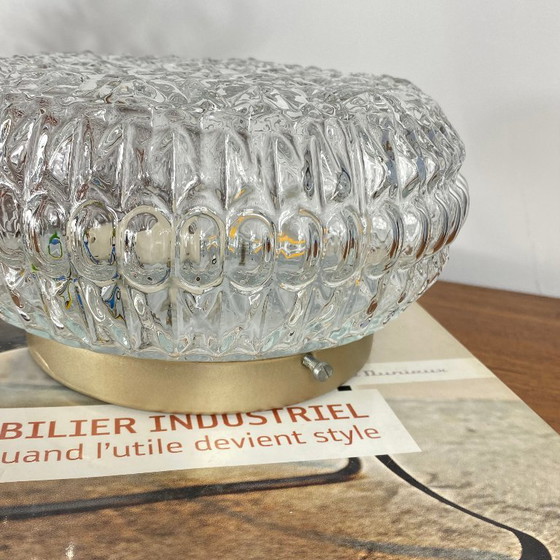 Lampada da parete/soffitto rotonda in vetro con piccoli fiori, stile vintage anni '70-'80. – Plafoniere, Glass (photo 3 of 9)