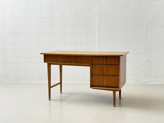 Image 1 of Walnut desk with brass details, 1960s