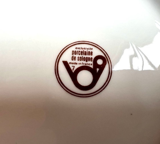 Image 1 of 12 piatti bianchi con motivi di fiori di melo, porcellana Sologne