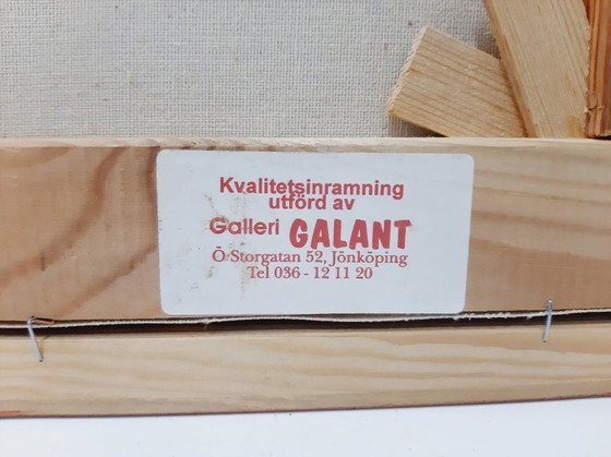 Image 1 of Peinture à l'huile sur toile vintage, paysage abstrait, signée