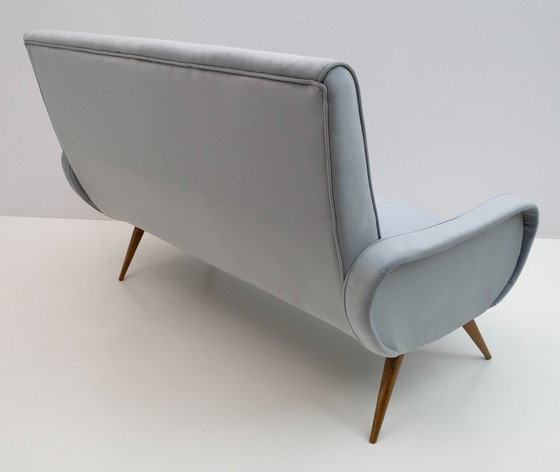 Image 1 of Marco Zanuso Stijl Mid Century Moderne Fluwelen Sofa "Lady", jaren 50