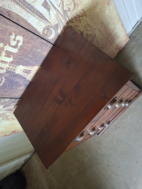 Commode en teck, armoire d'apothicaire, classeur, dimensions 60x40cm et 80cm de hauteur. – Metal, Wood (photo 6 of 6)