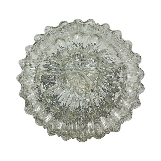 Image 1 of Lámpara de techo de cristal, aplique de pared RZB 32310 con motivo floral / Cristal de hielo, Alemania, década de 1970.