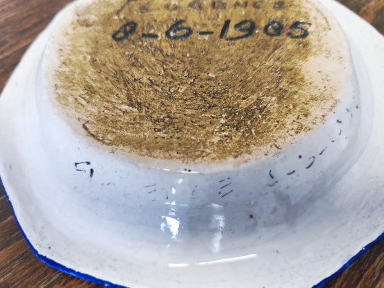 Splendido Piatto / Ciotola da Parete Vintage Romano Innocenti Maiolica Italiana – Firmato (1985), 22 cm (photo 8 of 9)