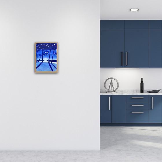 Image 1 of Ultramarine blue acrylic on cardboard with a gesso/acrylic ground.
Size: 40 x 30 cm.