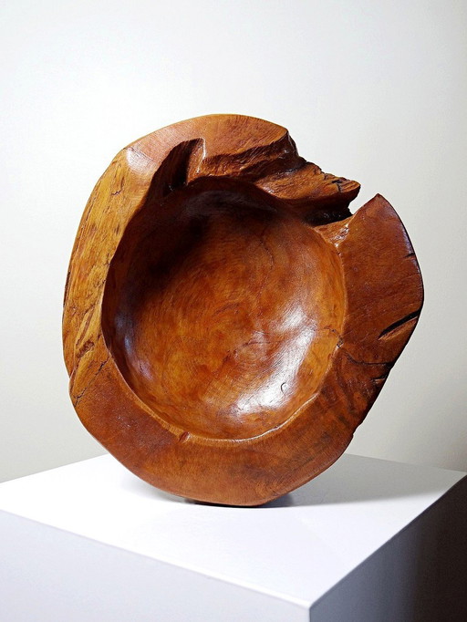 Grote Italiaanse Teak houten schaal of lege zak 60-70er jaren