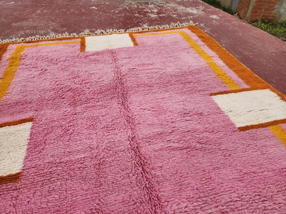 Image 1 of Vintage Beni Ouarain Moroccan Rug 290x210cm – Handmade Wool Berber Carpet in Pink & Terracotta – Large Statement Rug