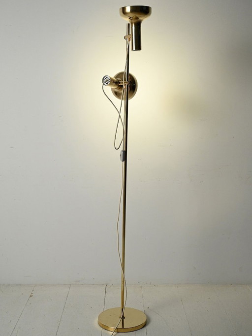 Scandinavian brass floor lamp with two adjustable light point