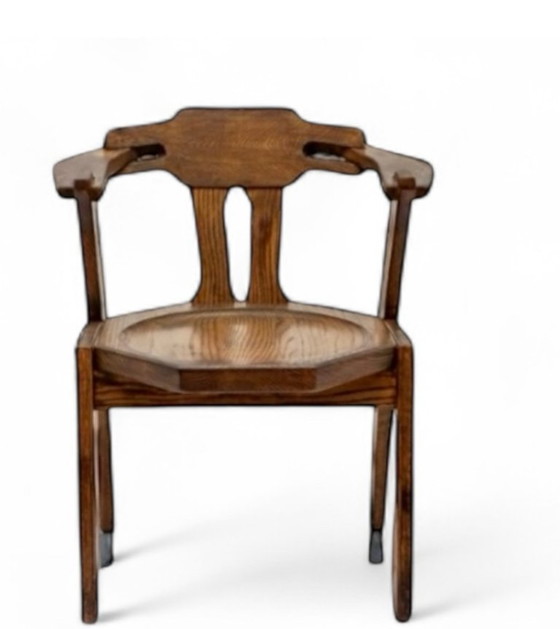 Image 1 of Set aus 6 brutalistischen Eichenholzsesseln, Stilikonen der 1970er Jahre