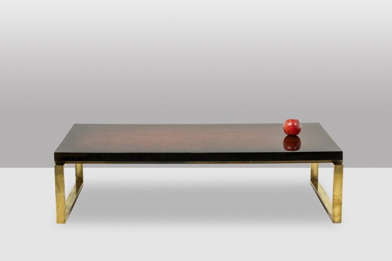 Image 1 of Maison Charles. Bronze coffee table with lacquered top. Circa 1970.