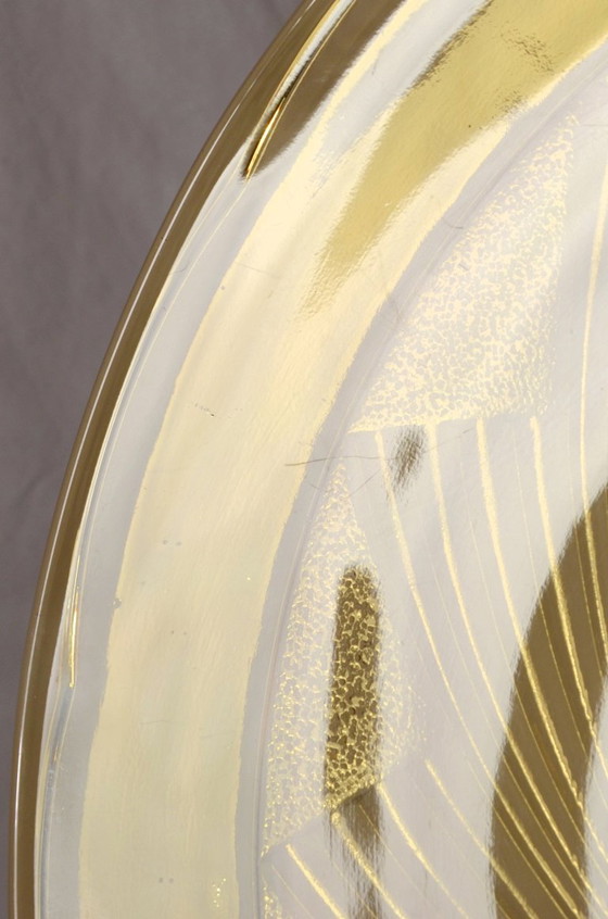 Schale im Art-Deco-Stil aus rauchfarbenem Pressglas und versilbertem Metall, 30 x 8 cm – Dekorative Objekte (photo 5 of 11)