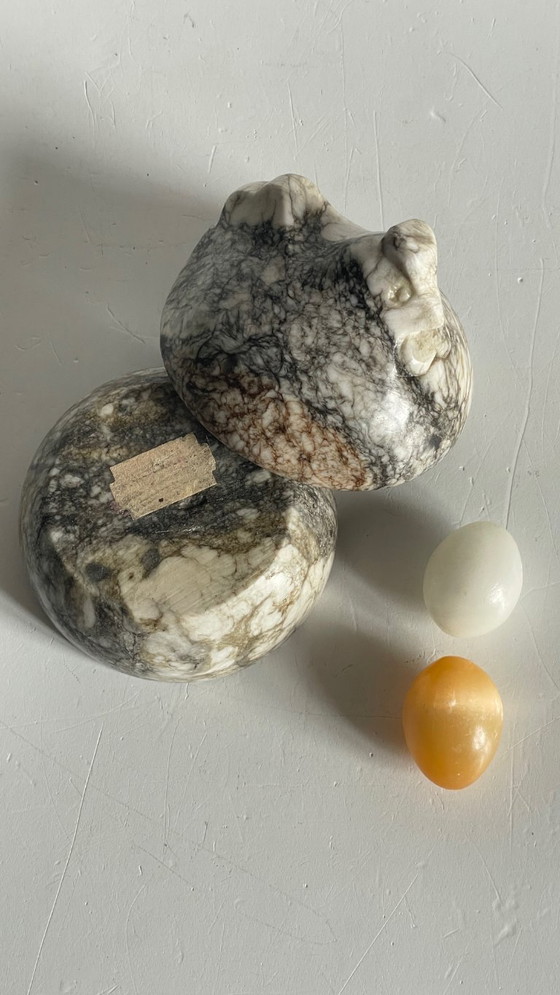 Image 1 of Vintage Marble Hen with Eggs Sculpture