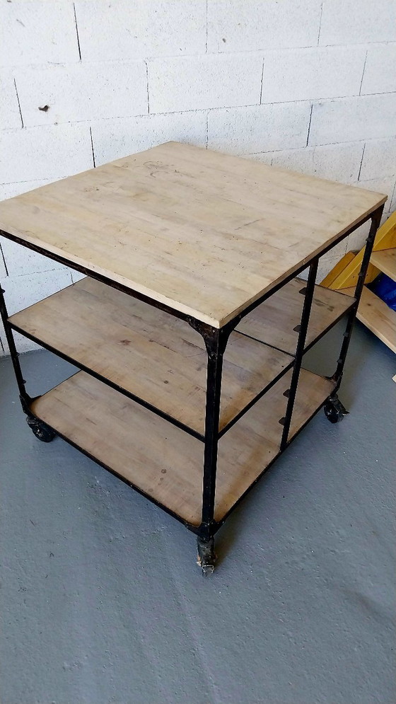 Image 1 of Large industrial-style trolley on wheels