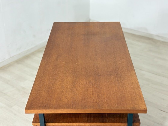 Image 1 of Mid-Century Danish Teak-Schreibtisch mit Metallgestell / Bürotisch / 60er Jahre