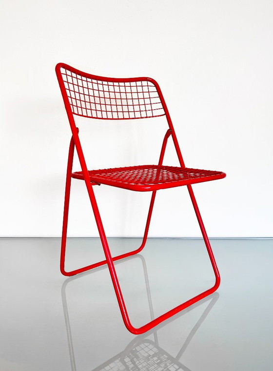 Chaise vintage IKEA rouge Niels Gammelgaard Ted Net des années 80 – Chaises pliantes, Metal (photo 7 of 10)