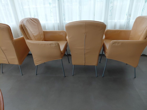 6 Dining chairs, 4 with armrests and 2 without armrests – Leather, Metal (photo 2 of 5)