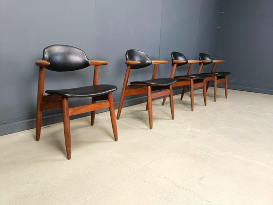 Image 1 of Vintage Cowhorn Dining Chairs by Tijsseling Meubelfabriek, Hulmefa, 1960s, Set of 4