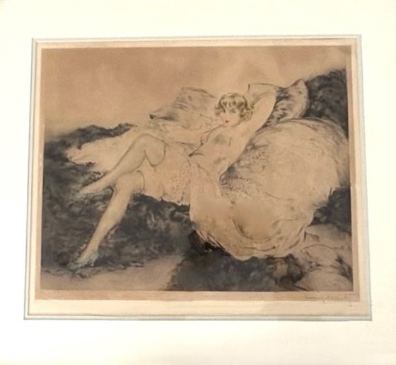 Image 1 of Original 1920s Louis Icart Etching: Reclining Female Figure