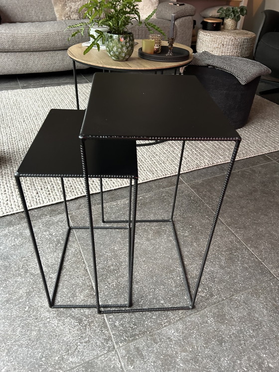 Image 1 of 2 black metal side tables