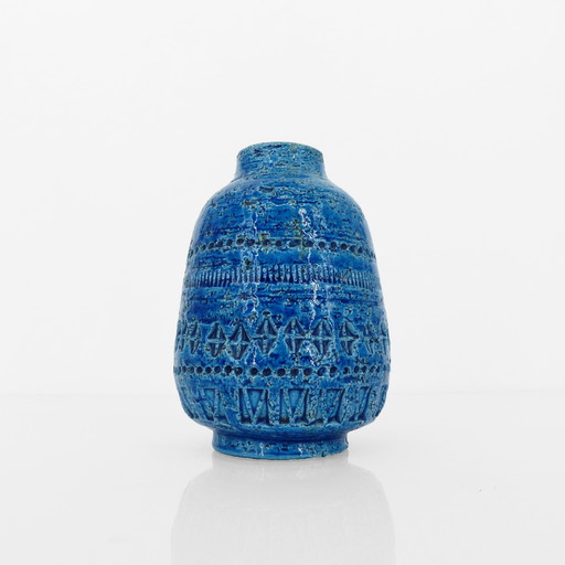 Ovoid Bitossi Rimini Blue vase, Italy 1960