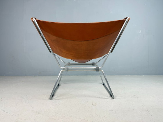 Image 1 of Poltrona in pelle cognac AP-14 di Pierre Paulin per A. Polak, 1955