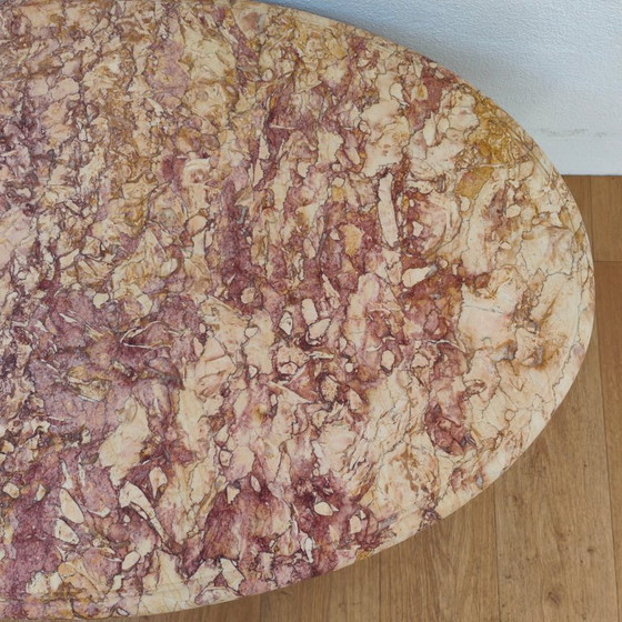 Image 1 of Vintage Oval Wooden coffee table with onyx marble top