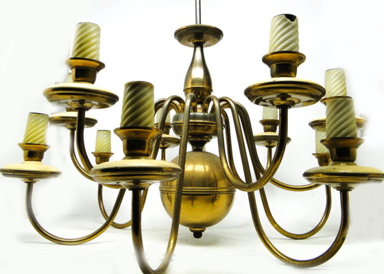 Vintage Metal Chandelier, Poland, 1980s – Brass (photo 4 of 13)