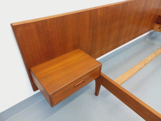 Image 1 of Vintage Scandinavian teak double bed from the 1960s with integrated bedside tables