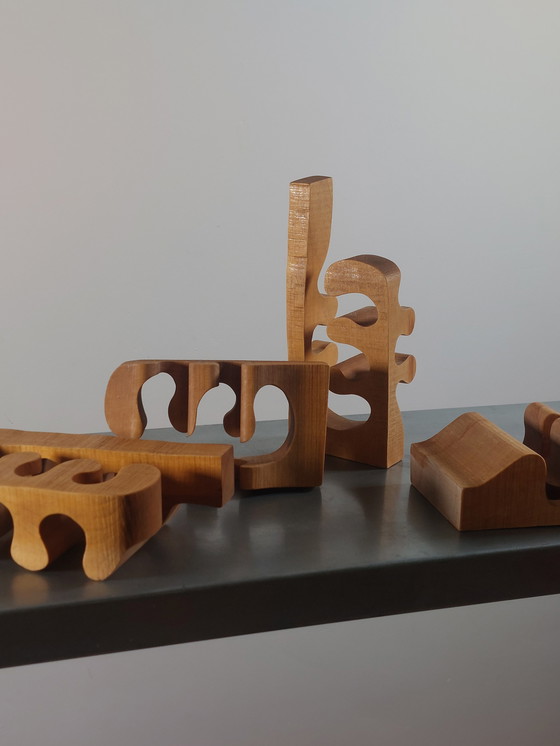 Image 1 of Scultura in legno vintage intagliata a mano, puzzle di Gunnar Kanevad