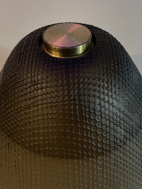 Image 1 of Space age paddestoel messing en glazen tafellamp van Peill & Puzzler 1970s