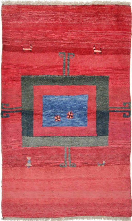 Tappeto persiano originale Gabbeh Ghashghai Tappeto orientale 196 cm x 120 cm Vecchio Naturale