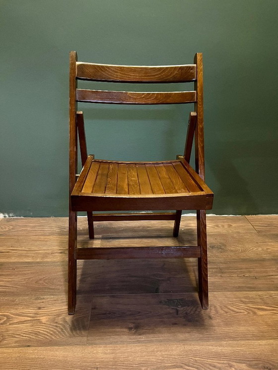 Image 1 of Set von 2 original italienischen Vintage Klappstühlen aus Massivholz 