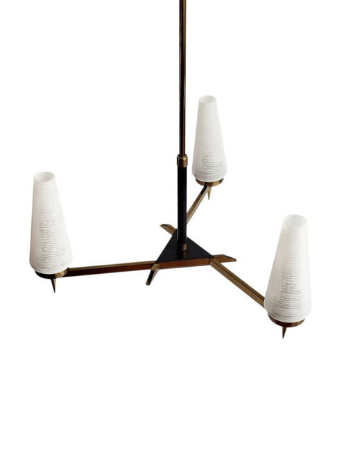 Brass and glass chandelier 1960s