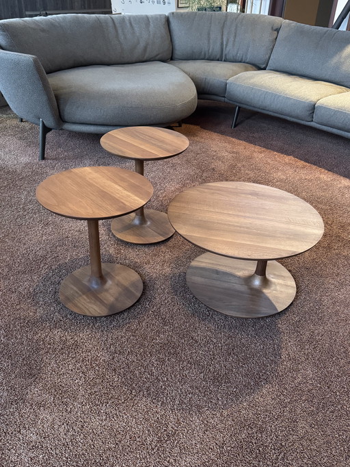 Artisan Bloop coffee table, European walnut in oil. Available in three sizes: two 40x48cm and one 60x35cm.