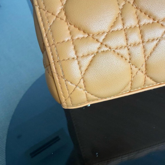 Image 1 of DIOR LADY MEDIUM - CANNAGE LAMBSKIN CARAMEL GOLD HARDWARE STRAP