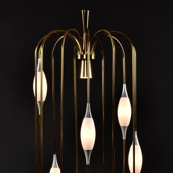 Image 1 of Lampada da terra a gabbia per uccelli con cascata a goccia, in stile metà secolo moderno