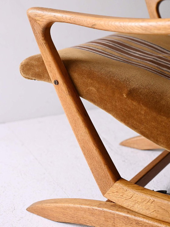 Image 1 of Fauteuil à dossier haut original en chêne scandinave, fin des années 1960