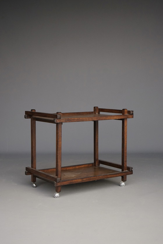Image 1 of Chariot à thé moderniste en chêne. 1950s