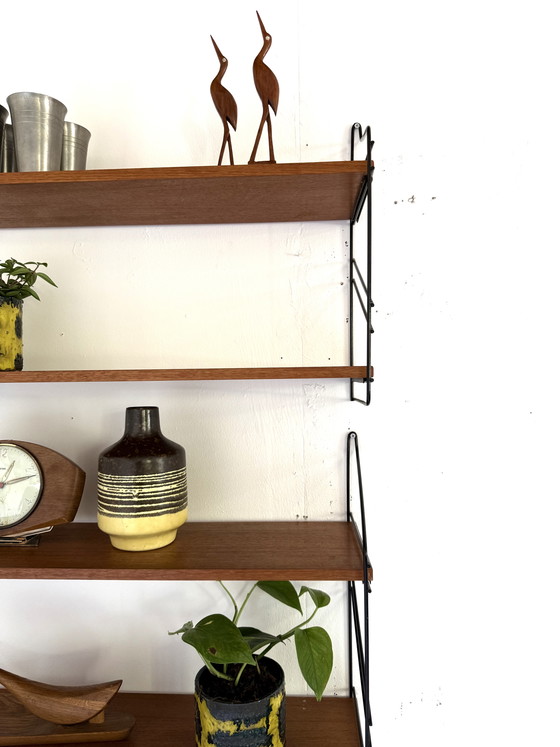 Image 1 of Set van 2 vintage beukenhouten wandrekken, WHB Germany ‘60