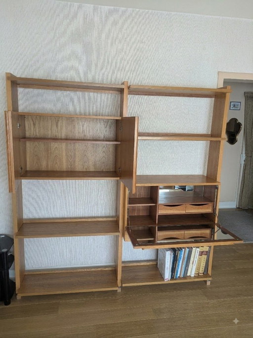 Skandinavisch-modernes Bücherregal/Bar mit Holzfurnier (1970er Jahre) – boekenkasten, Wood