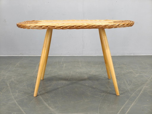 ULUV Rattan Coffee Table by Jan Kalous, Czechoslovakia, 1970s
