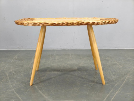Image 1 of ULUV Rattan Coffee Table by Jan Kalous, Czechoslovakia, 1970s