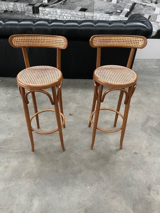 Image 1 of Vintage set van 2 rieten barkrukken