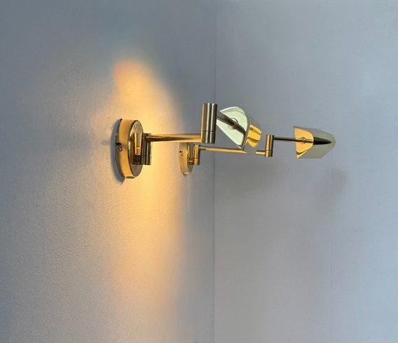 Image 1 of Coppia di applique vintage regolabili, ottone, Francia, 1970