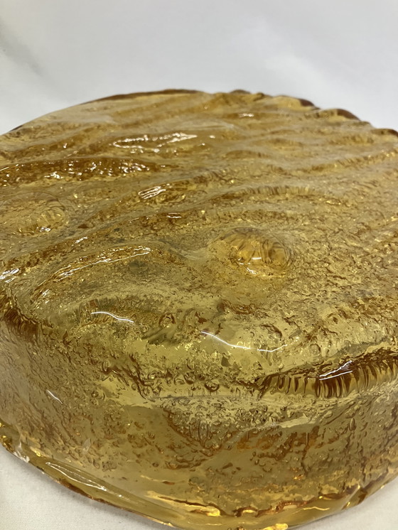 Image 1 of Lampada da soffitto o da parete in vetro ambrato vintage