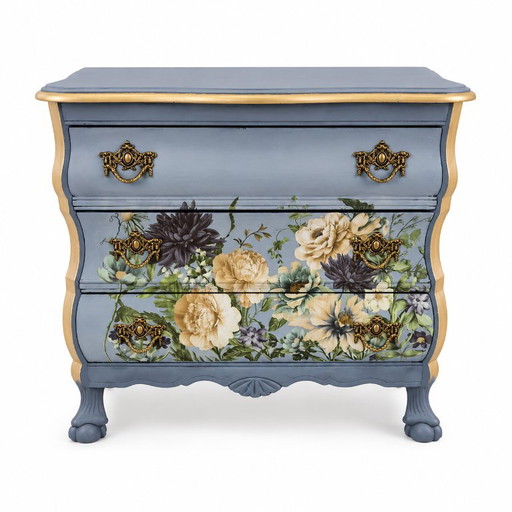 One-of-a-Kind Hand-Painted Floral Chest of Drawers – Luxdekor